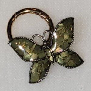 Butterfly Keychain Bag Charm Accessory Crackled Green Gold